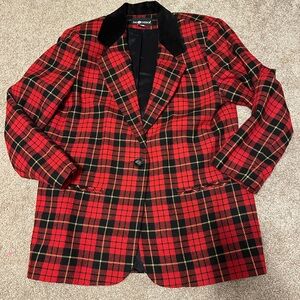 Vintage Sag Harbor Red and Black Plaid Blazer